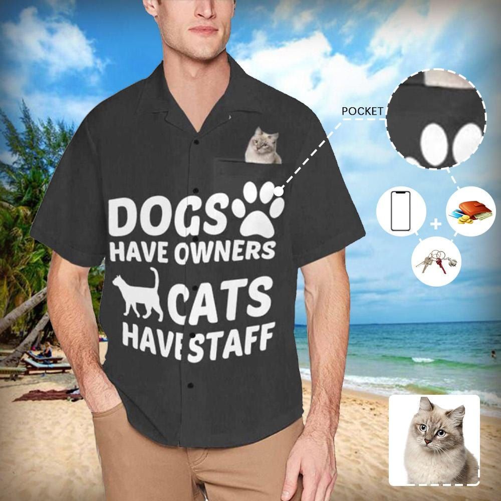 Custom Photo Pets Men's All Over Print Hawaiian Shirt With Chest Pocket