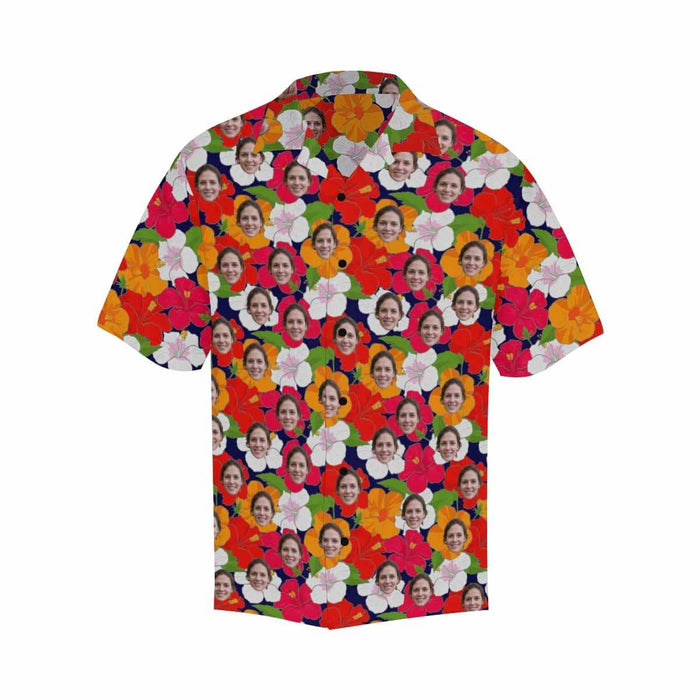 Custom Face Hibiscus Syriacus Men's All Over Print Hawaiian Shirt