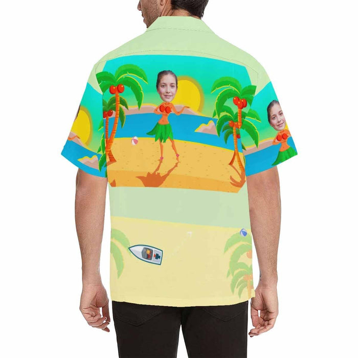 Custom Girlfriend Face Sea Beach Men's All Over Print Hawaiian Shirt