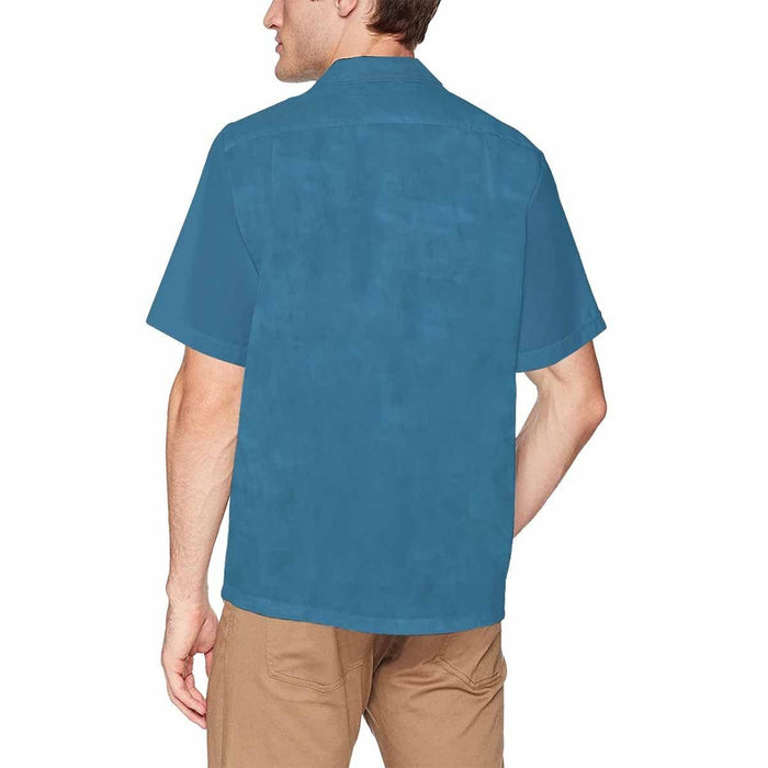 Custom Face Frog Blue Men's All Over Print Hawaiian Shirt With Chest Pocket