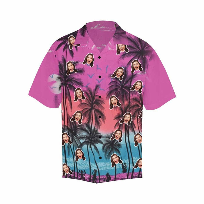 Custom Face Coconut Tree Men's All Over Print Hawaiian Shirt T2