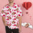 Custom Face Pink Rose Men's All Over Print Hawaiian Shirt