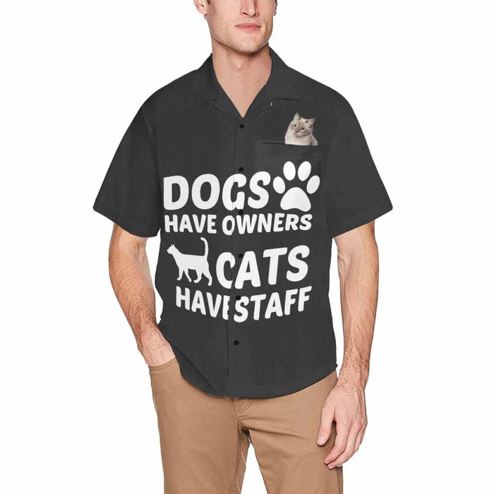 Custom Photo Pets Men's All Over Print Hawaiian Shirt With Chest Pocket