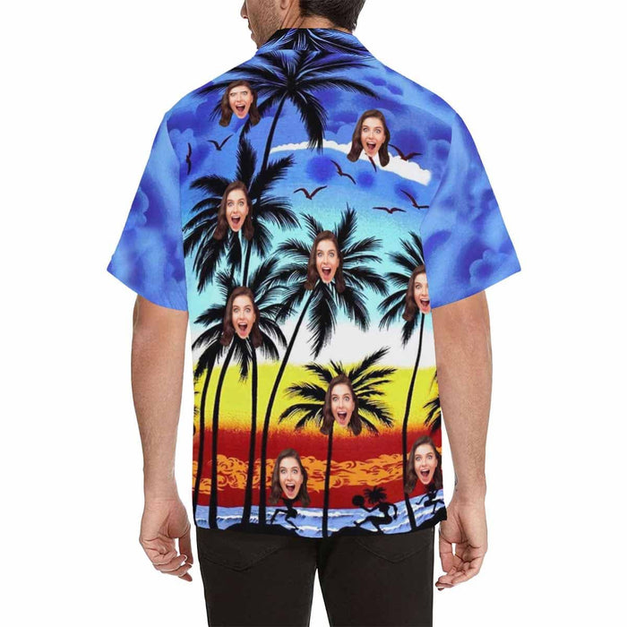 Custom Face Coconut Tree Men's All Over Print Hawaiian Shirt T1