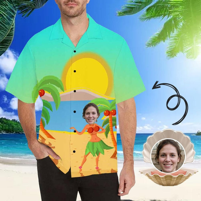 Custom Face Sunset Dance Men's All Over Print Hawaiian Shirt