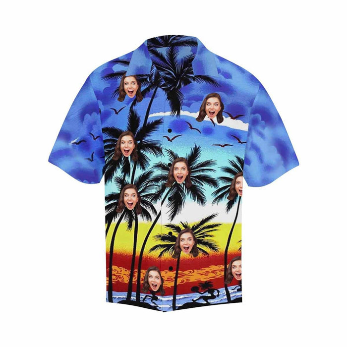 Custom Face Coconut Tree Men's All Over Print Hawaiian Shirt T1
