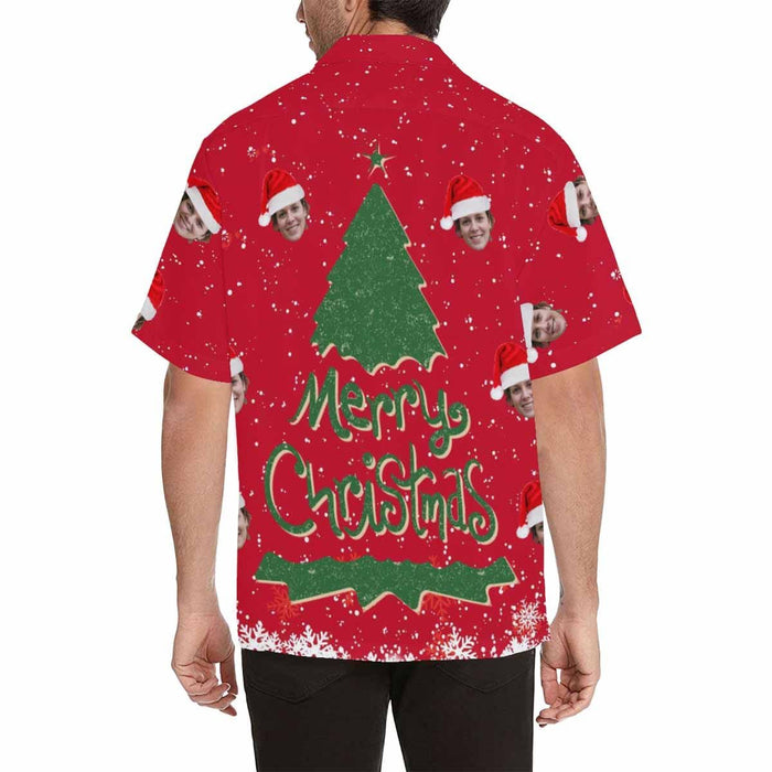 Custom Face Christmas Tree Christmas Men's All Over Print Hawaiian Shirt
