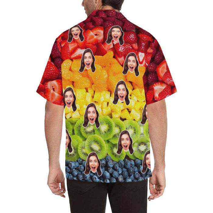 Custom Face Vitamin Fruits Men's All Over Print Hawaiian Shirt