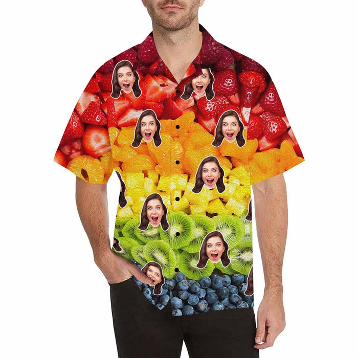 Custom Face Vitamin Fruits Men's All Over Print Hawaiian Shirt