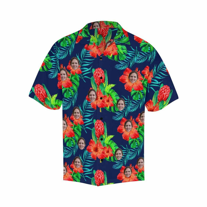 Custom Face Flower Buds Men's All Over Print Hawaiian Shirt