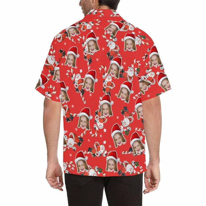 Custom Face Snowman Men's All Over Print Hawaiian Shirt