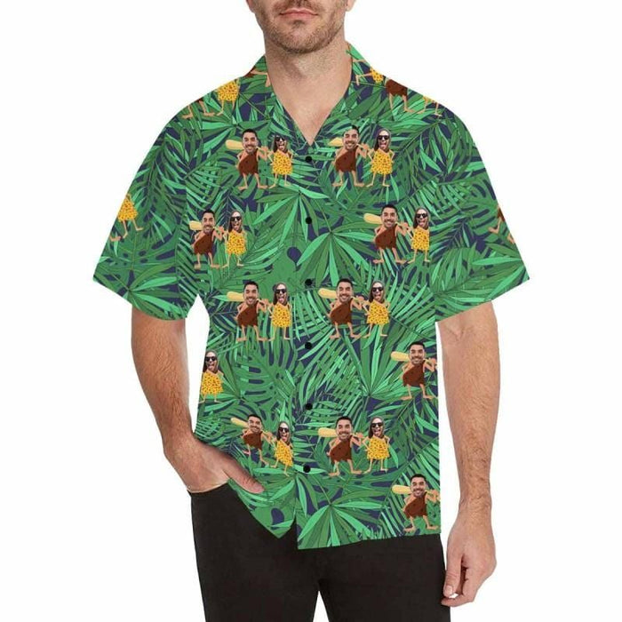 Custom Face Couple Funny Savage Men's All Over Print Hawaiian Shirt