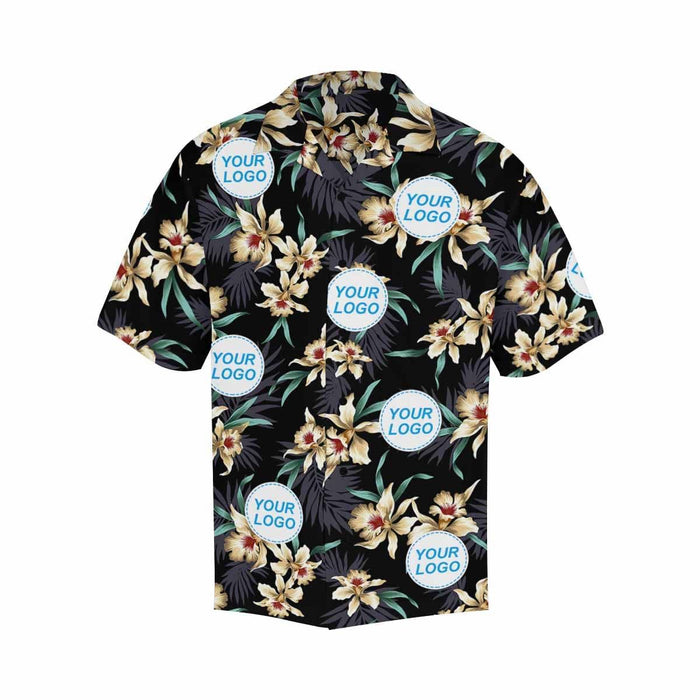 Custom Logo Yellow Flower Men's All Over Print Hawaiian Shirt