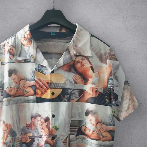 Custom Photo Couple Men's All Over Print Hawaiian Shirt T1