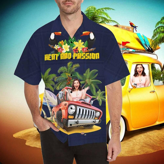 Custom Photo Jeep Car Men's All Over Print Hawaiian Shirt