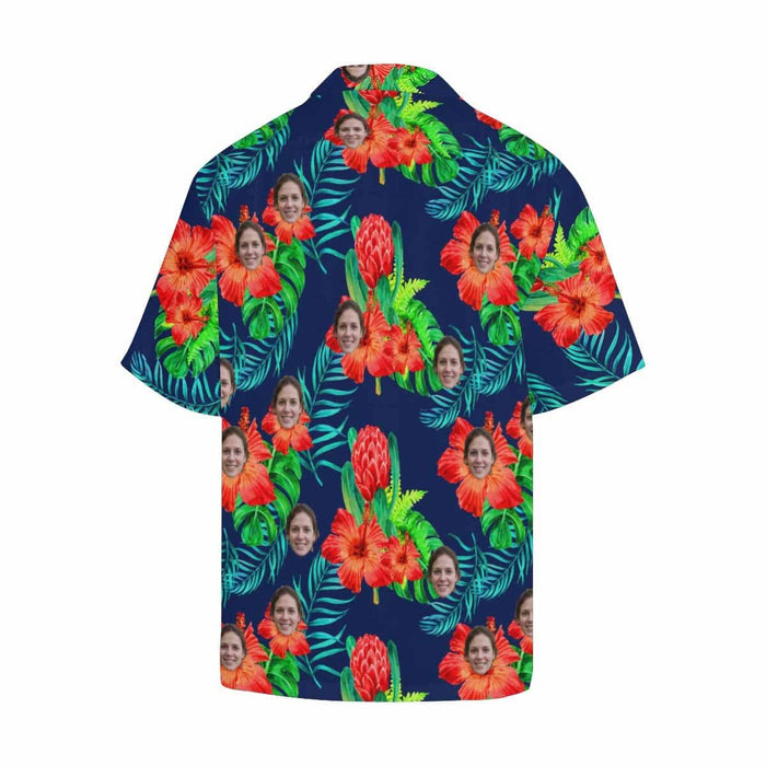 Custom Face Flower Buds Men's All Over Print Hawaiian Shirt