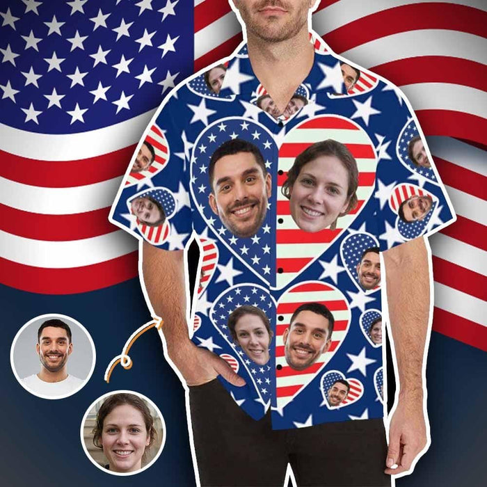 Custom Face You&Me Men's All Over Print Hawaiian Shirt