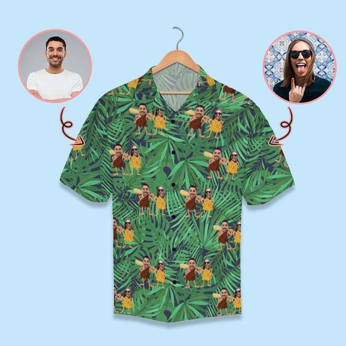 Custom Face Couple Funny Savage Men's All Over Print Hawaiian Shirt