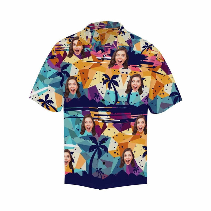 Custom Face Modern Abstract Men's All Over Print Hawaiian Shirt