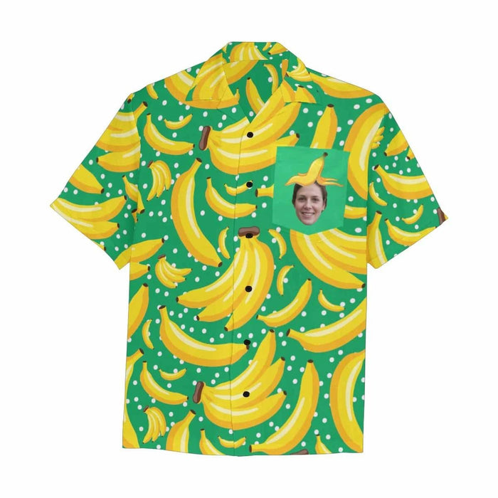 Custom Face Banana Men's All Over Print Hawaiian Shirt With Chest Pocket