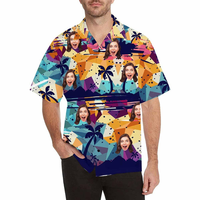 Custom Face Modern Abstract Men's All Over Print Hawaiian Shirt