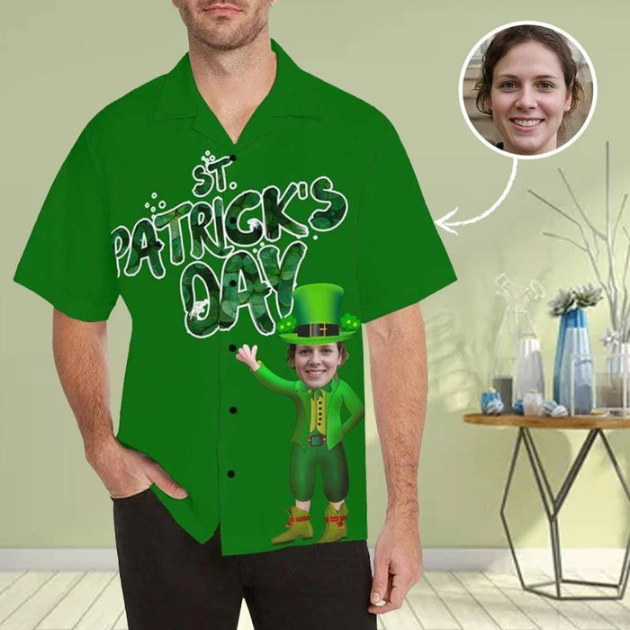Custom Face Happy St. Patrick's Day Men's All Over Print Hawaiian Shirt T1