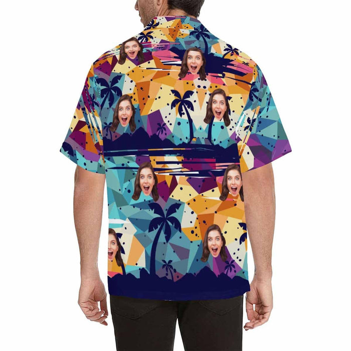 Custom Face Modern Abstract Men's All Over Print Hawaiian Shirt