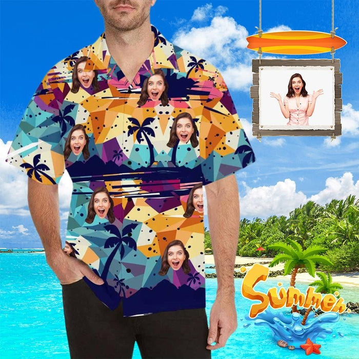 Custom Face Modern Abstract Men's All Over Print Hawaiian Shirt