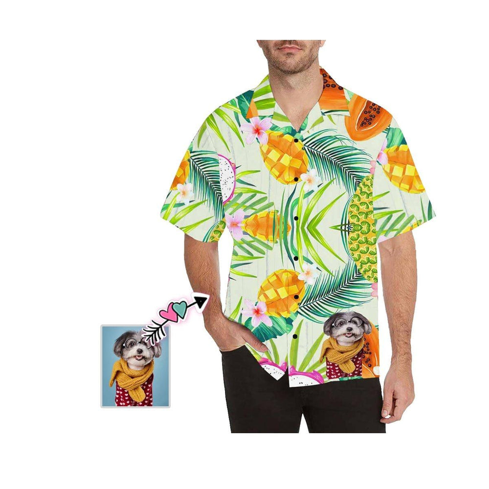 Custom Dog Face Mango Men's All Over Print Hawaiian Shirt