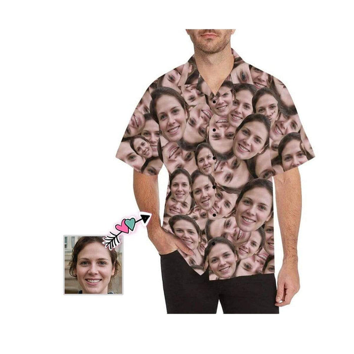 Custom Face Irregular Seamless Men's All Over Print Hawaiian Shirt