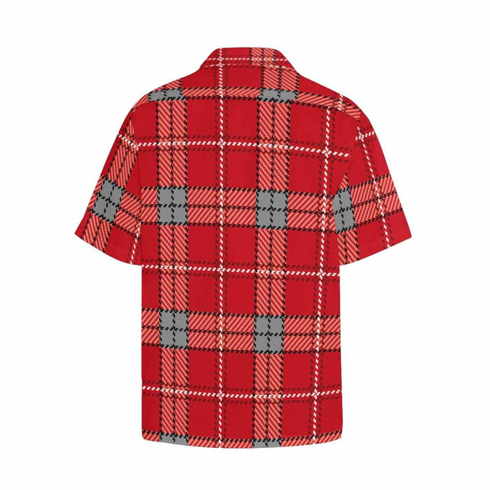 Custom Face&Name Red Stripes Men's All Over Print Hawaiian Shirt With Chest Pocket