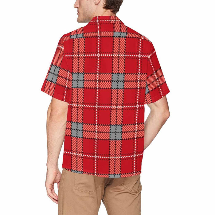 Custom Face&Name Red Stripes Men's All Over Print Hawaiian Shirt With Chest Pocket