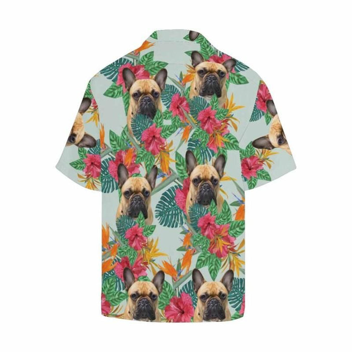 Custom Dog Face Tropical Plants Men's All Over Print Hawaiian Shirt