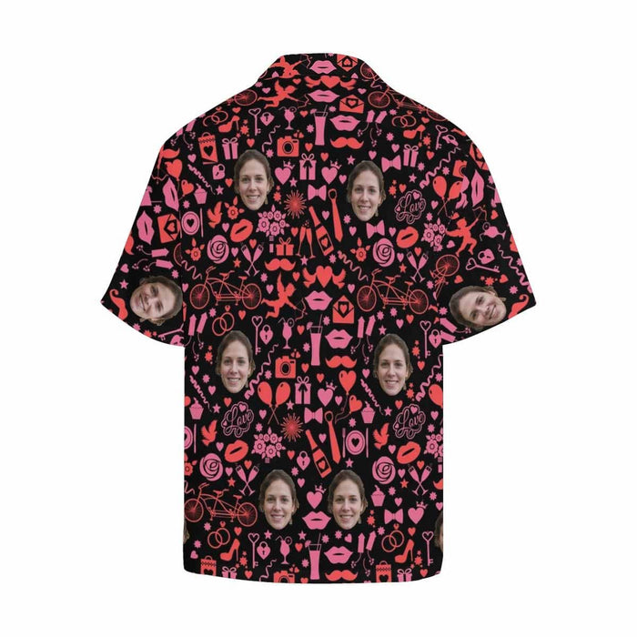 Custom Face Love Cute Patterns Men's All Over Print Hawaiian Shirt