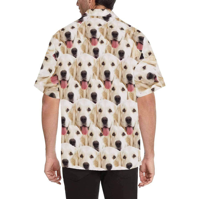 Custom Pet Face Seamless Dog Men's All Over Print Hawaiian Shirt