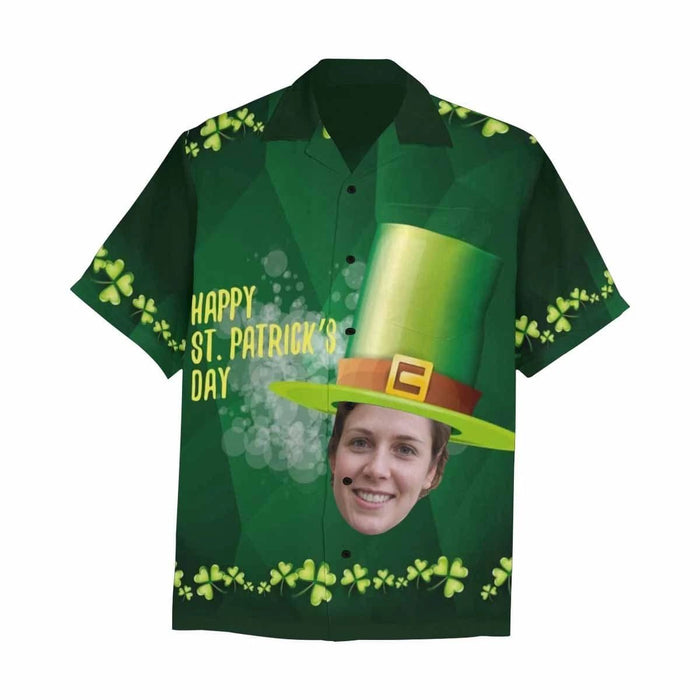 Custom Face Green Giant Hat Men's All Over Print Hawaiian Shirt With Chest Pocket