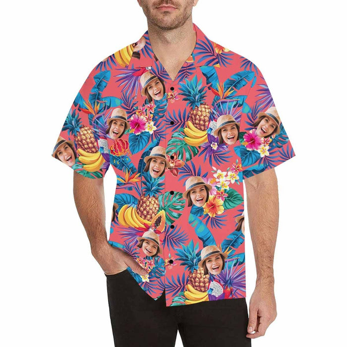 Custom Face Banana&Pineapple Men's All Over Print Hawaiian Shirt