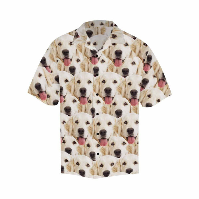 Custom Pet Face Seamless Dog Men's All Over Print Hawaiian Shirt