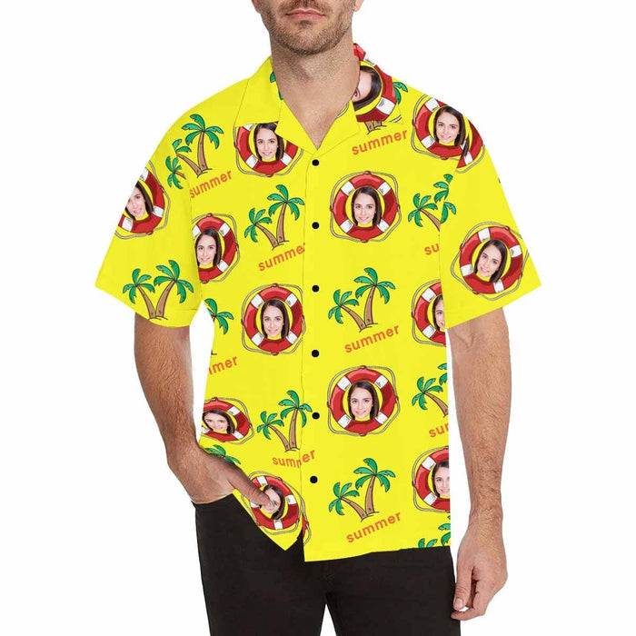 Custom Face Summer Men's All Over Print Hawaiian Shirt