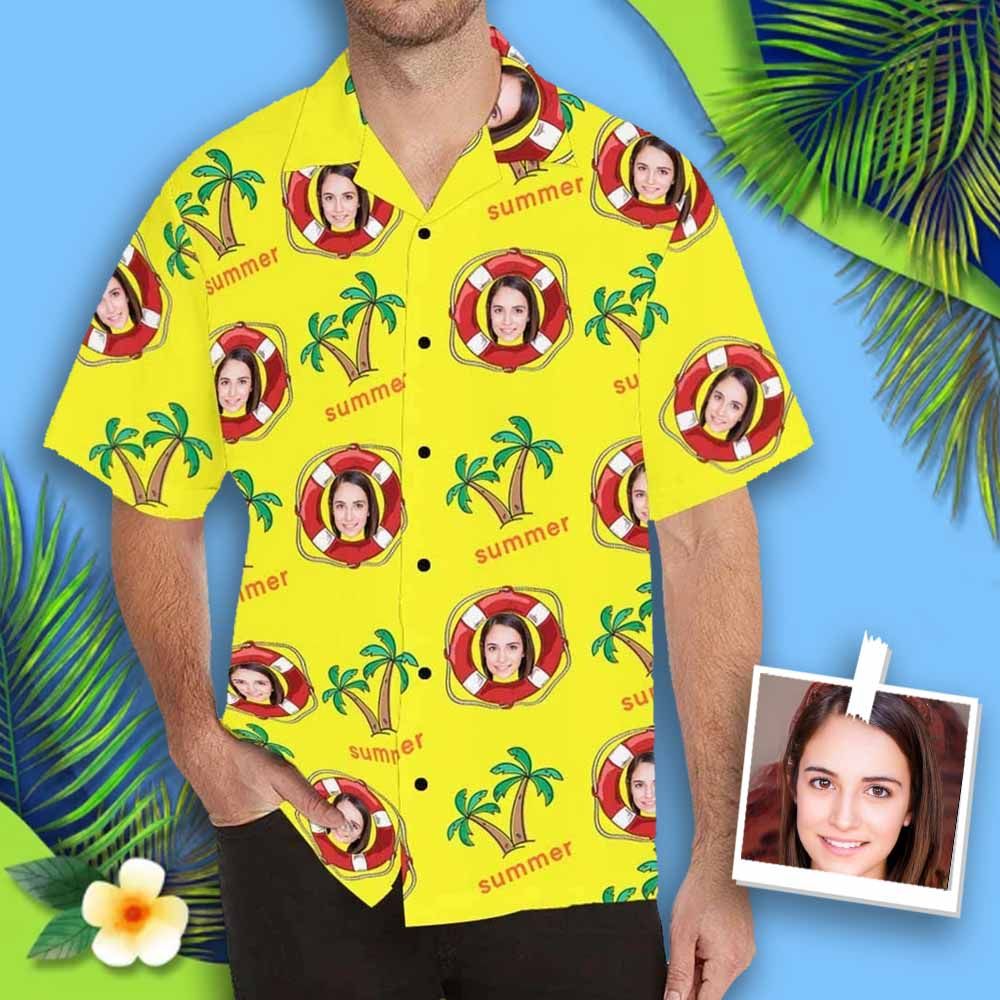 Custom Face Summer Men's All Over Print Hawaiian Shirt