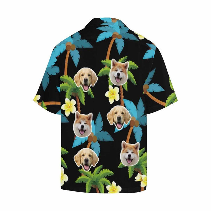 Custom Face Pet Blue Coconut Tree Men's All Over Print Hawaiian Shirt