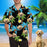 Custom Face Blue Coconut Tree Men's All Over Print Hawaiian Shirt