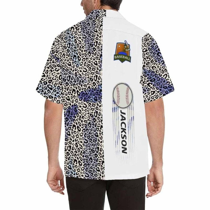 Custom Name Leopard Baseball Men's All Over Print Hawaiian Shirt