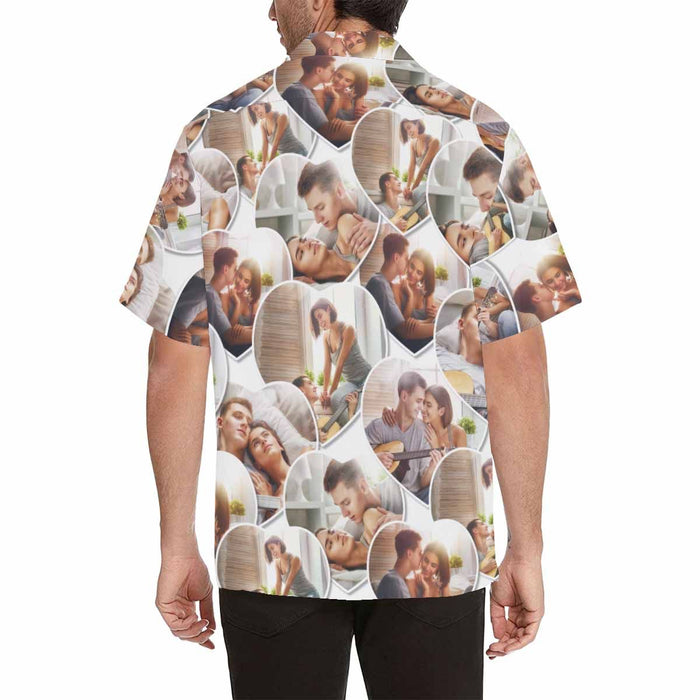 Custom Photo Seamless Heart Men's All Over Print Hawaiian Shirt