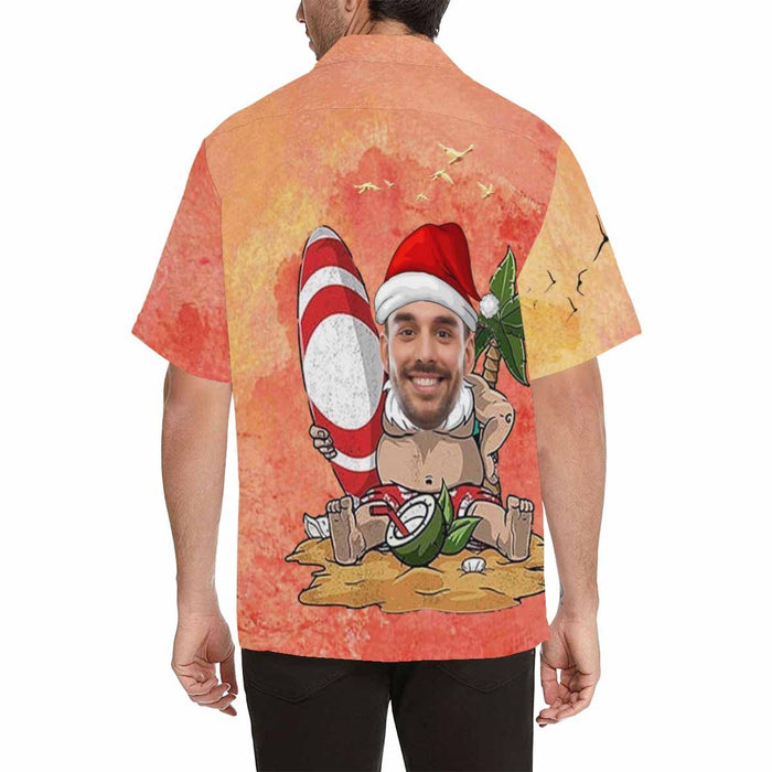 Custom Face Sunset Sand Men's All Over Print Hawaiian Shirt