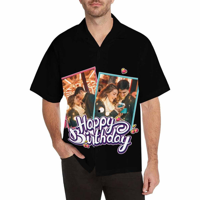 Custom Photo Couple Birthday Men's All Over Print Hawaiian Shirt