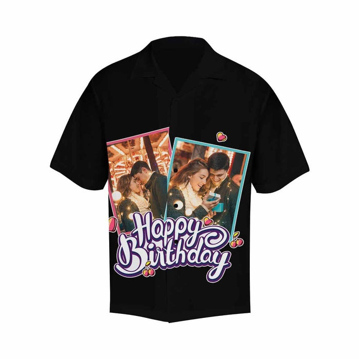 Custom Photo Couple Birthday Men's All Over Print Hawaiian Shirt