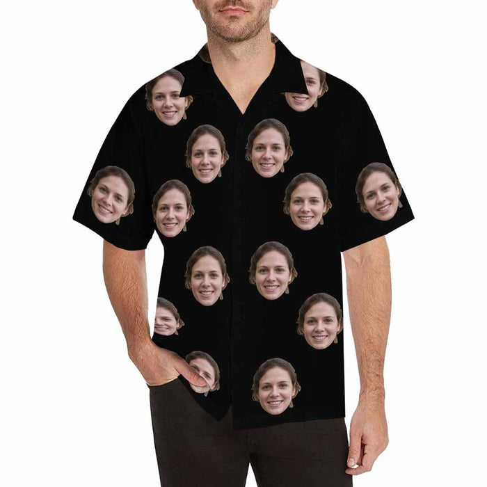 Custom Face Solid Color Men's All Over Print Hawaiian Shirt