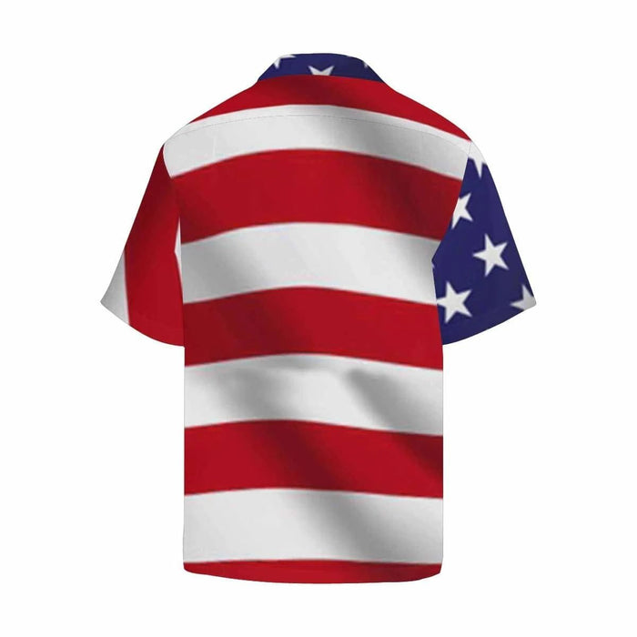 Custom Face US Stars Flag Men's All Over Print Hawaiian Shirt