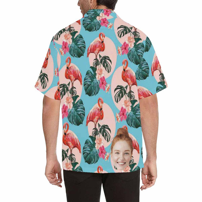 Custom Face Flamingo Men's All Over Print Hawaiian Shirt